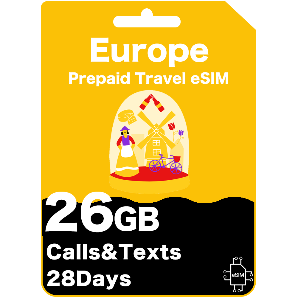 Carte eSIM de voyage prépayée Europe 22 Go 28 jours - Orange