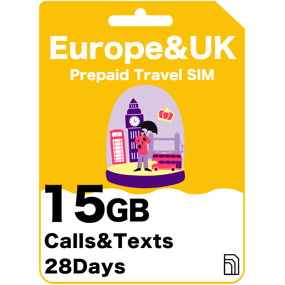 Europe & UK Travel SIM 15GB-28Days