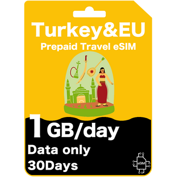 Carte eSIM de voyage prépayée pour la Turquie et l'Europe - Turkcell (données uniquement)