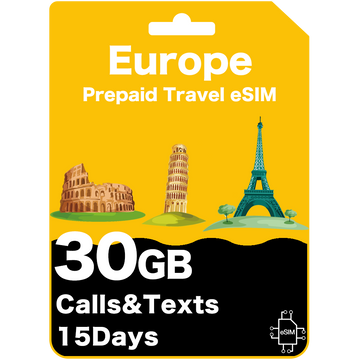 Europe Prepaid Travel eSIM Card