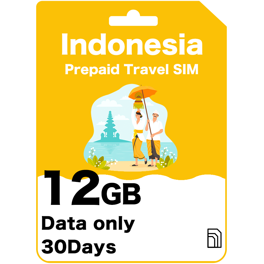 Indonesia Prepaid Travel SIM Card 12GB 30Days