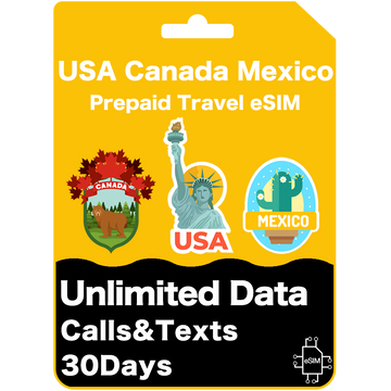 USA,Canada & Mexico Prepaid Travel eSIM Card-AT&T